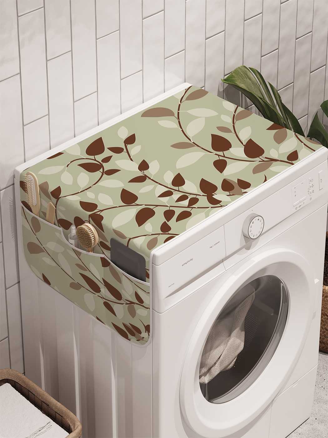 фото Органайзер для хранения ambesonne "лиственное настроение" на стиральную машину, 45x120 см