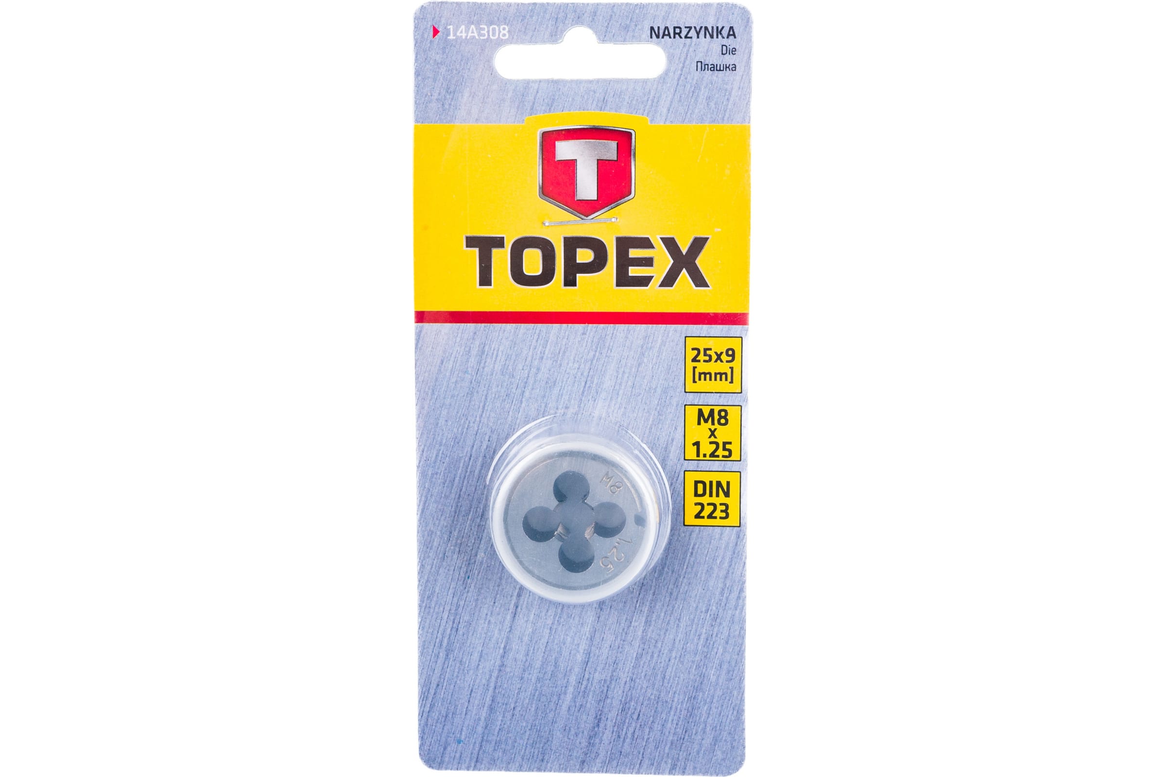 

Плашка TOPEX M8 х 1.25 мм 14A308
