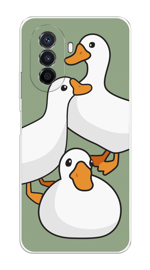 

Чехол на Huawei Nova Y70/Y71 "Утиное трио", Оранжевый;белый;серый, 6109150-1