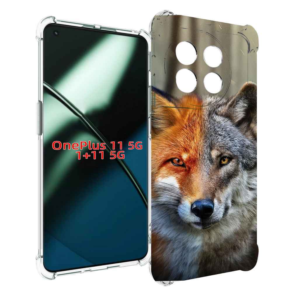 Чехол MyPads для OnePlus 11 с тематикой волка и лисы.