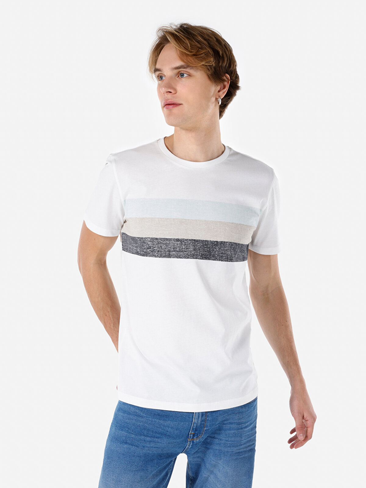 

Футболка мужская Colin's CL1068416 белая M, Белый, CL1068416