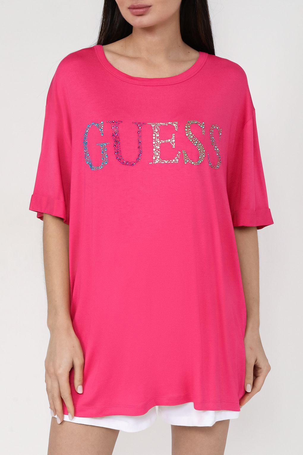 

Футболка женская Guess E4GI02 K68D2 фиолетовая M, Фиолетовый, E4GI02 K68D2