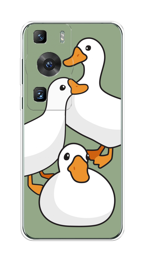 

Чехол на Huawei P60/P60 Pro "Утиное трио", Оранжевый;белый;серый, 6121150-1