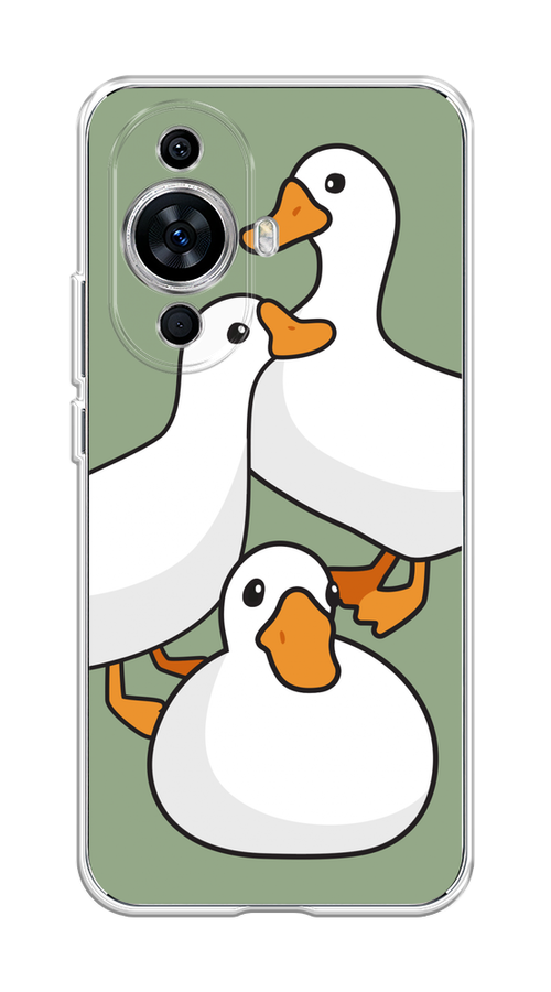 

Чехол на Huawei Nova 11 "Утиное трио", Оранжевый;белый;серый, 6121250-1