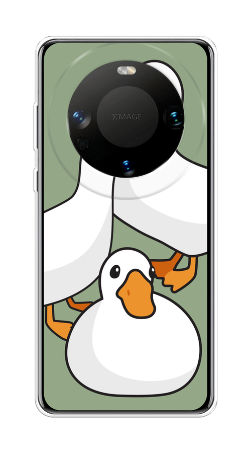 

Чехол на Huawei Mate 60 "Утиное трио", Оранжевый;белый;серый, 6122150-1