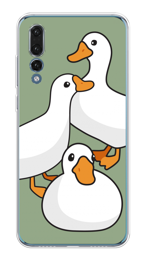 

Чехол на Huawei P20 Pro "Утиное трио", Оранжевый;белый;серый, 65050-1