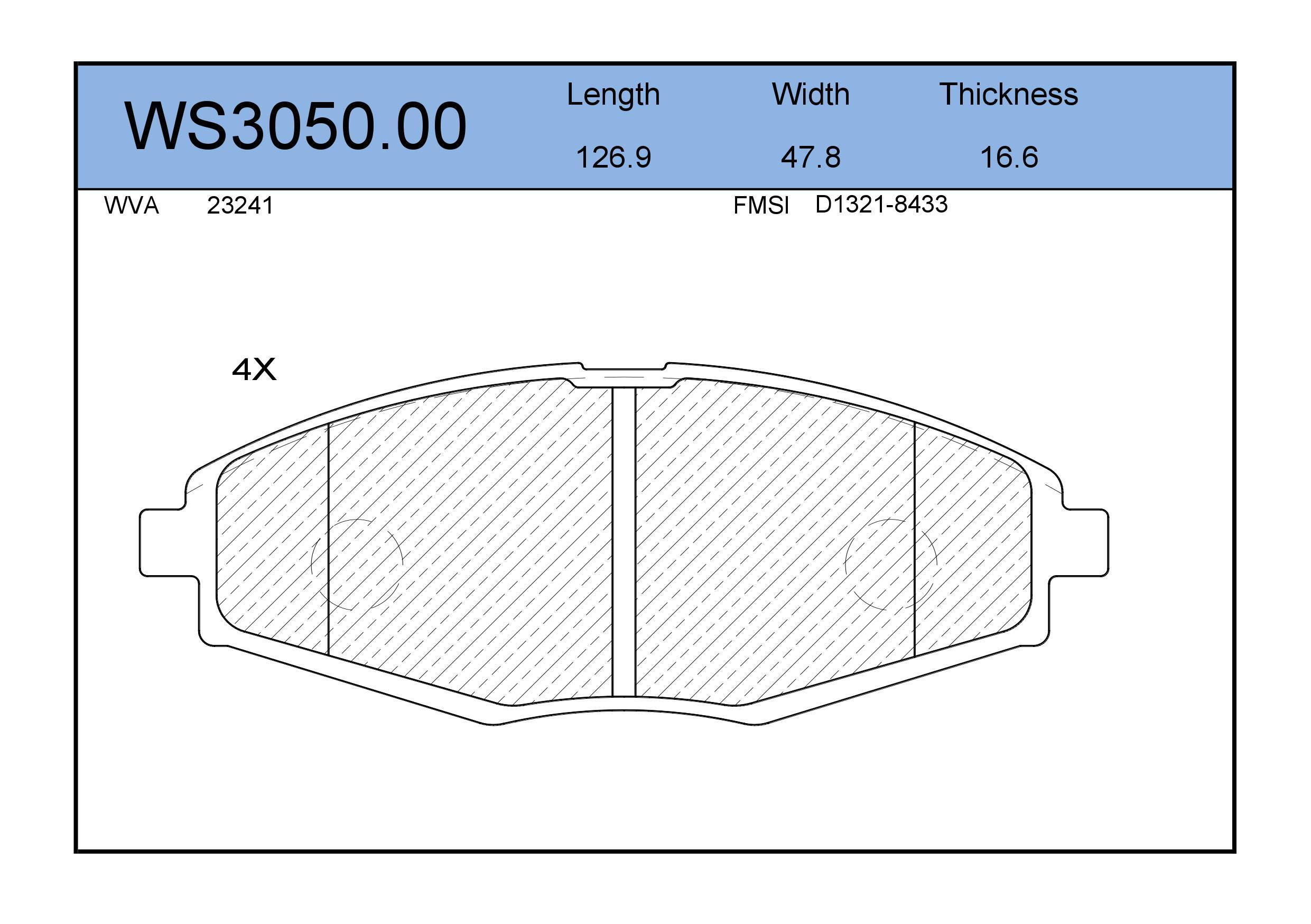 

Тормозные колодки JEENICE передние дисковые WS305000