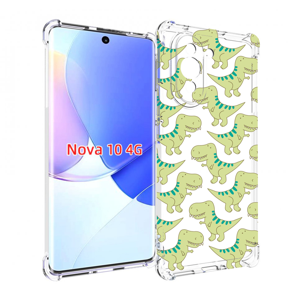 

Чехол MyPads зеленые-динозаврики для Huawei Nova 10, Прозрачный, Tocco
