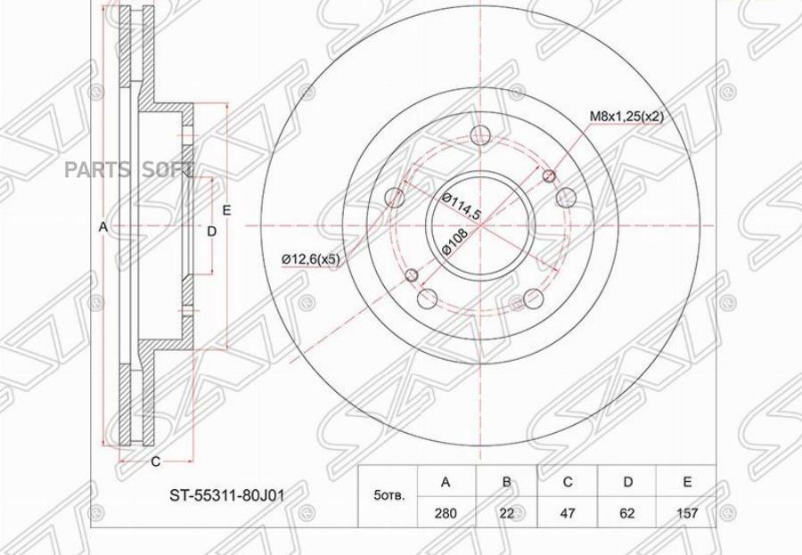 

Диск тормозной перед suzuki sx4 ya11s/41s/yc11s m15a/j20a 06- SAT ST5531180J01
