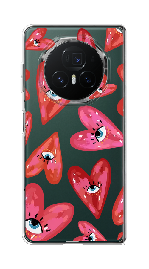 

Чехол на Honor Magic V3 "Сердечки с глазами", Коричневый;красный;розовый, 6125050-1