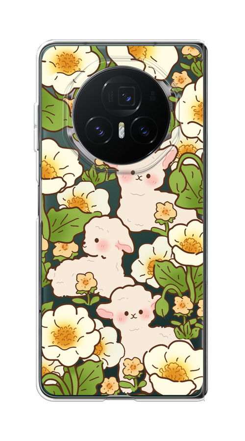 

Чехол на Honor Magic V3 "Овечки в цветах", Зеленый;бежевый, 6125050-1