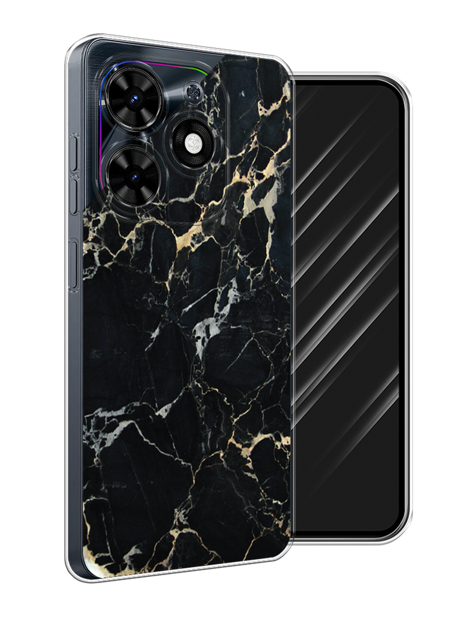 

Чехол Awog на Tecno Spark 20C "Черный мрамор уголок", Черный;золотистый, 304950-1