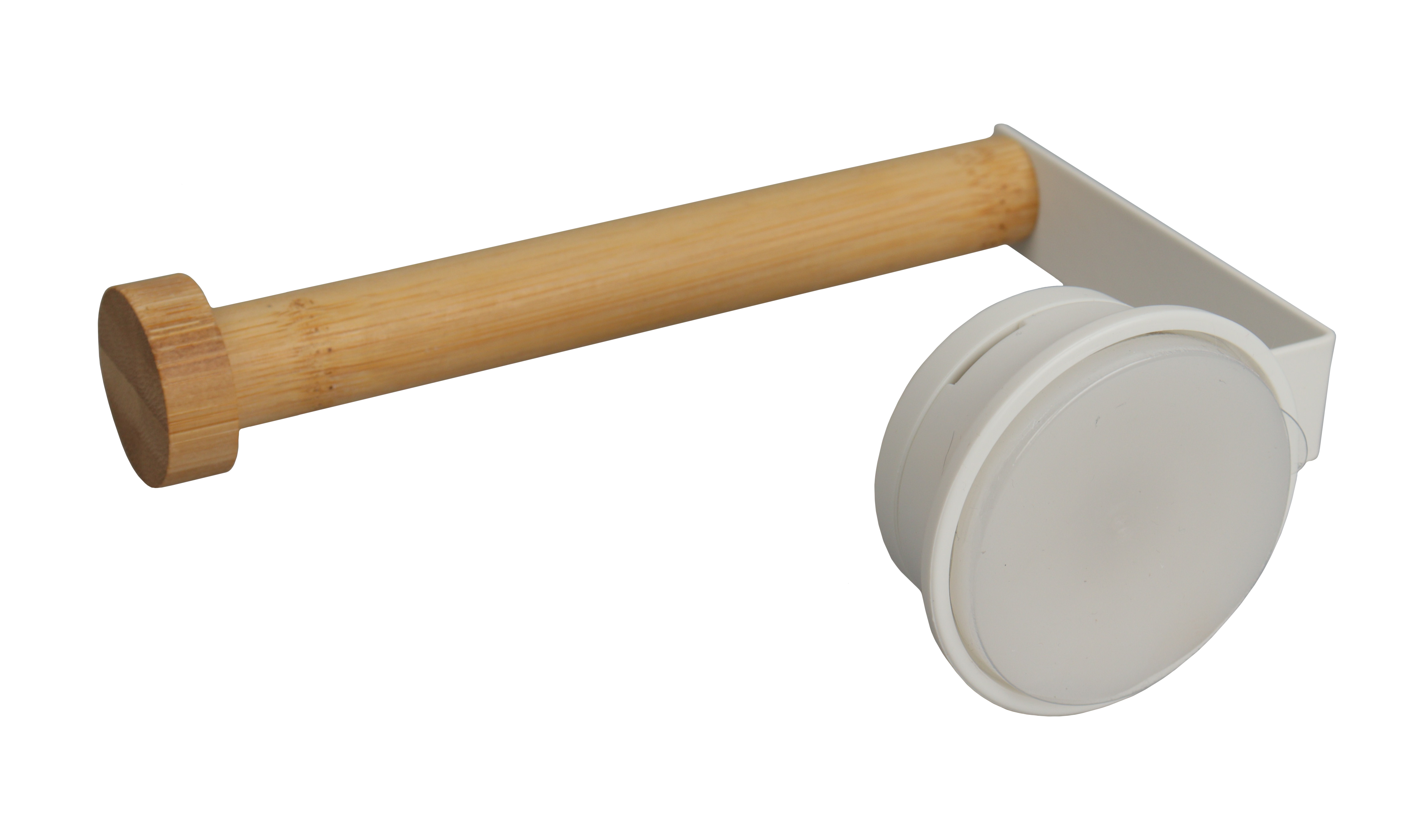 Держатель для туалетной бумаги Аквалиния на присоске W7837-2 белый металл бамбук
