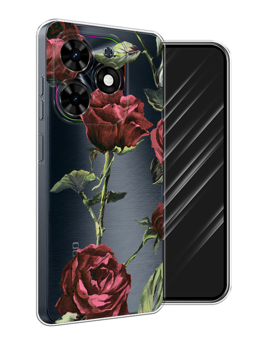 

Чехол Awog на Tecno Spark 20C "Бордовые розы фон", Бордовый, 304950-1