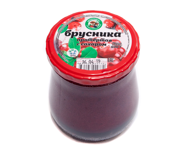 

Брусника протертая с сахаром 300 гр, ГОСТ, Брусника протертая с сахаром, 300 гр