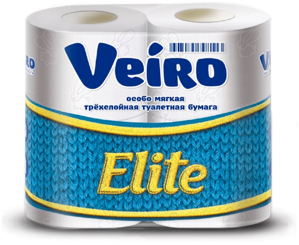 Туалетная бумага Veiro Elite трехслойная Белая, 4 шт.уп, 6 уп туалетная бумага veiro luxoria малина 3 слойная ароматизированная 12шт 48рулонов