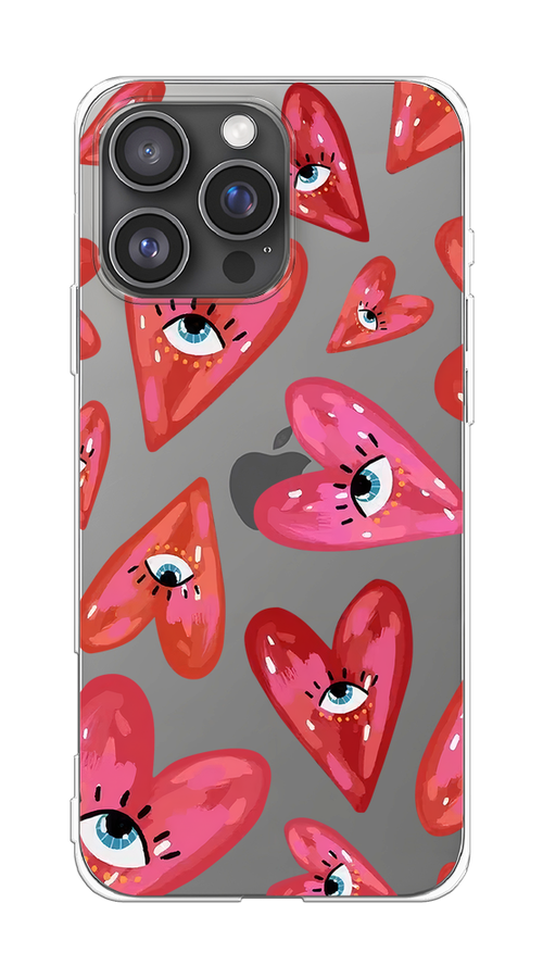 

Чехол на Apple iPhone 16 Pro Max "Сердечки с глазами", Коричневый;красный;розовый, 16350-1