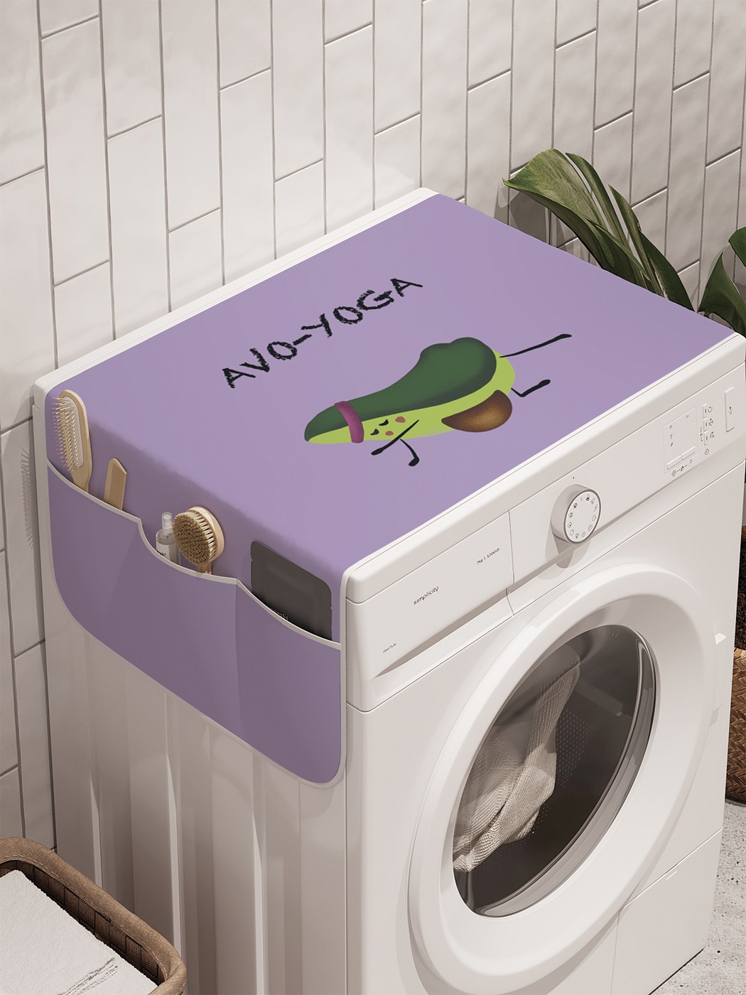 фото Органайзер для хранения ambesonne "авокадо на йоге" на стиральную машину, 45x120 см