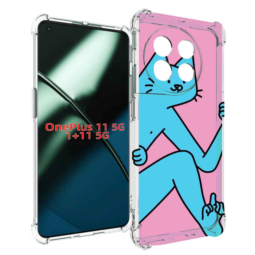 

Чехол MyPads голубой кот в дверце для OnePlus 11, Прозрачный, Tocco