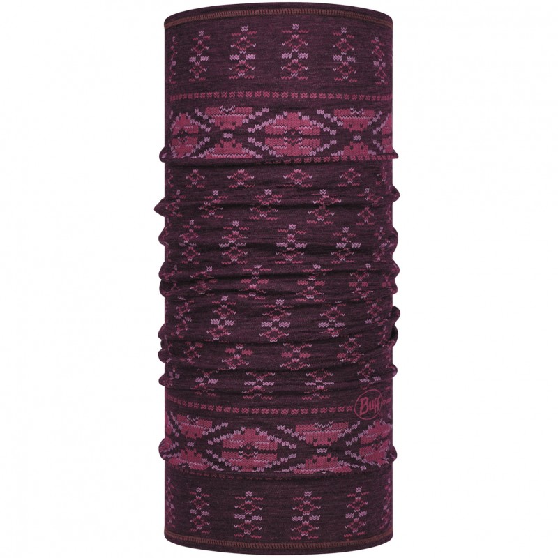 фото Тонкий шерстяной шарф-труба buff wool lightweight frieze deep purple