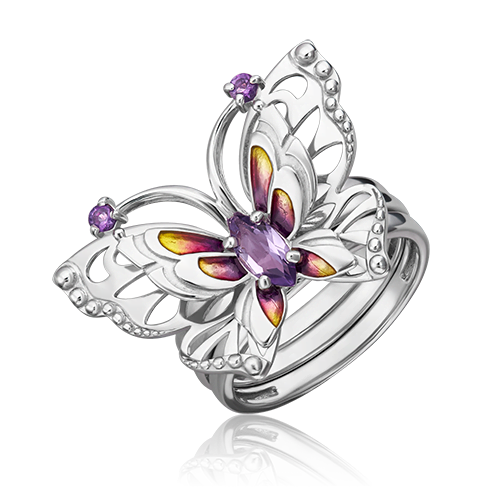 

Кольцо из серебра с аметист/эмалью р.16.5 PLATINA jewelry 01-5482-00-203-0200-69, 01-5482-00-203-0200-69