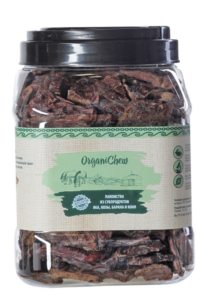 фото Лакомство для собак organic chew легкое, кусочки, мясо, 300г