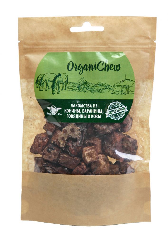 фото Лакомство для собак organic chew легкое из монгольского яка, кусочки, мясо, 50г