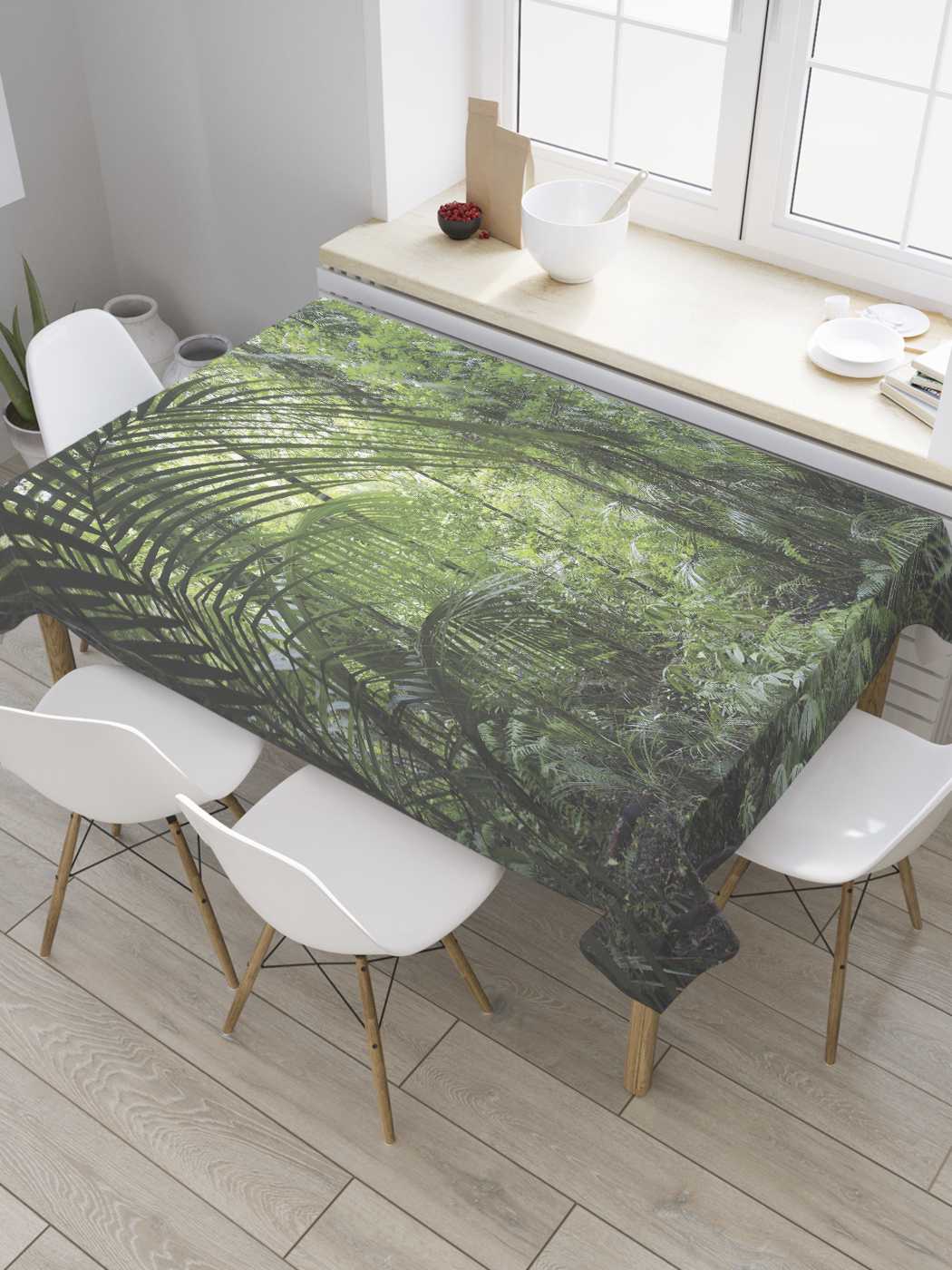 

Скатерть прямоугольная JoyArty "Таинственные джунгли" из оксфорда, 180x145 см, Зеленый, Таинственные джунгли