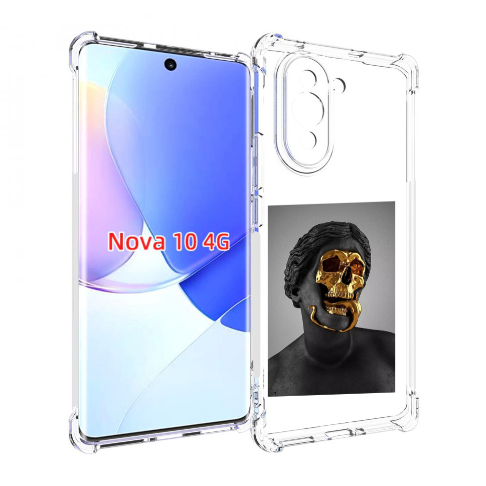 Чехол MyPads золотой череп в статуе для Huawei Nova 10