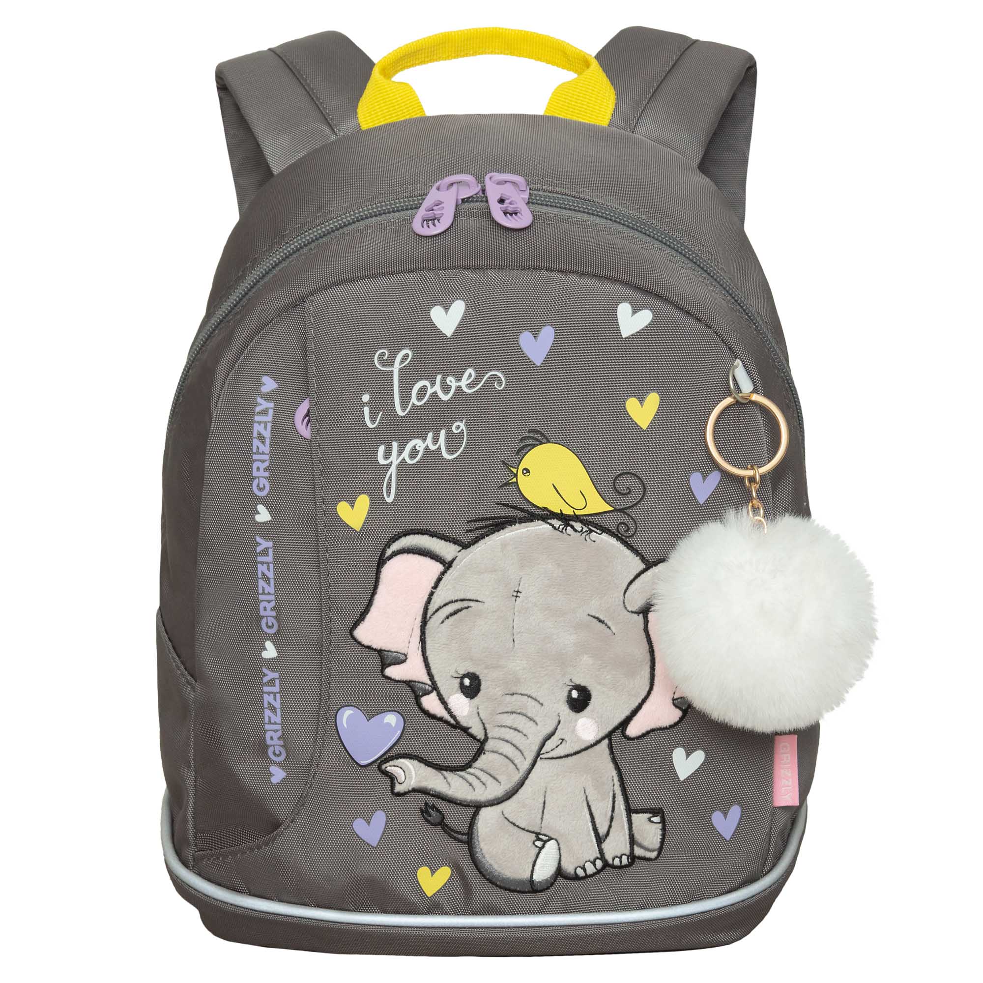 Рюкзак Grizzly дошкольный для девочки в детский сад RK-381-1 (/3 серый) рюкзак для мальчиков grizzly ru 437 4 серый
