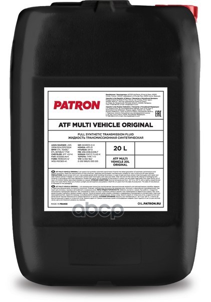 PATRON Жидкость гидравлическая 20л PATRON ATF MULTI VEHICLE 20L ORIGINAL 23147₽