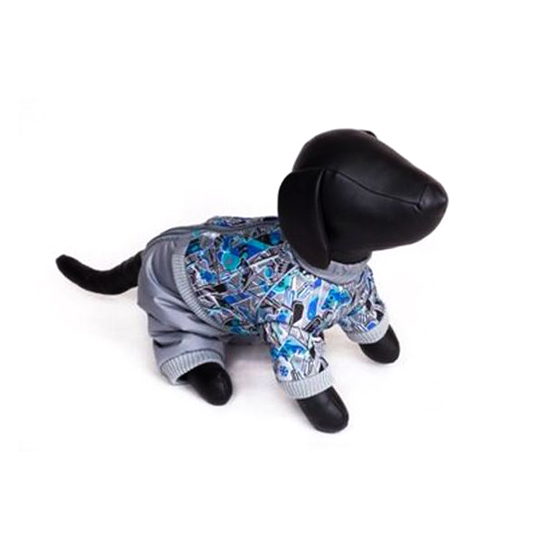 

Комбинезон для собак Зоо Фортуна теплый, мужской, синий, серый, длина спины 40 см, Нет