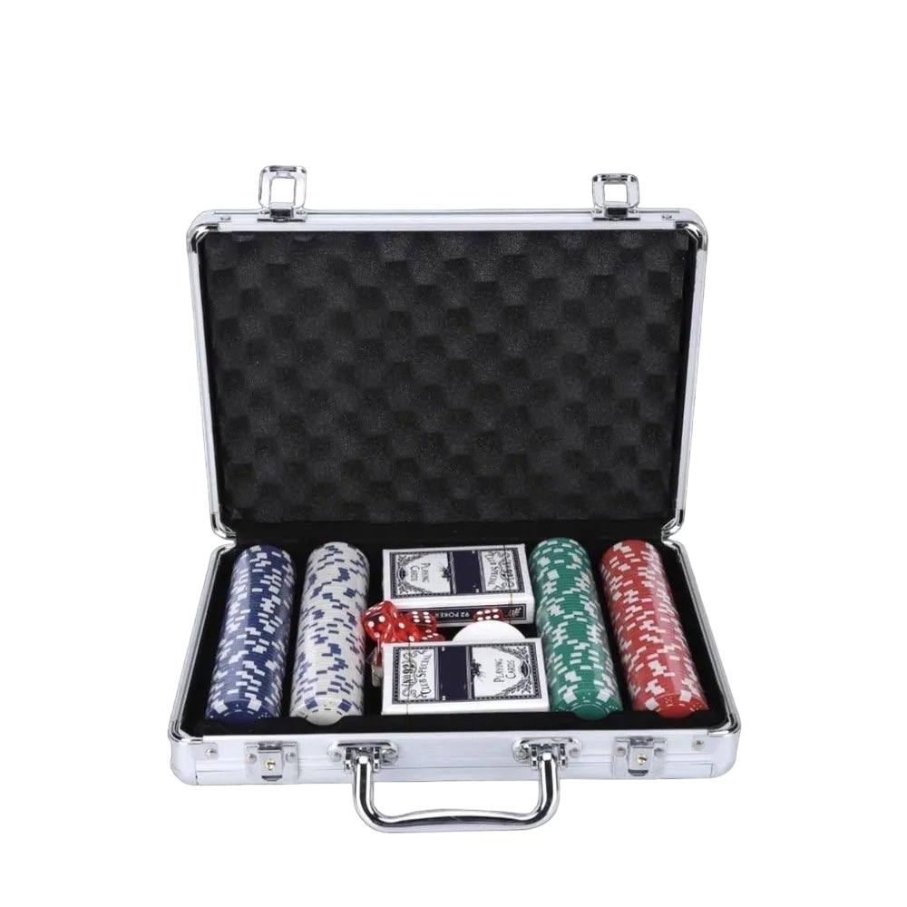Набор для покера 200 фишек без номинала в металлическом кейсе чемодане 31х23х8 см VITtovar
