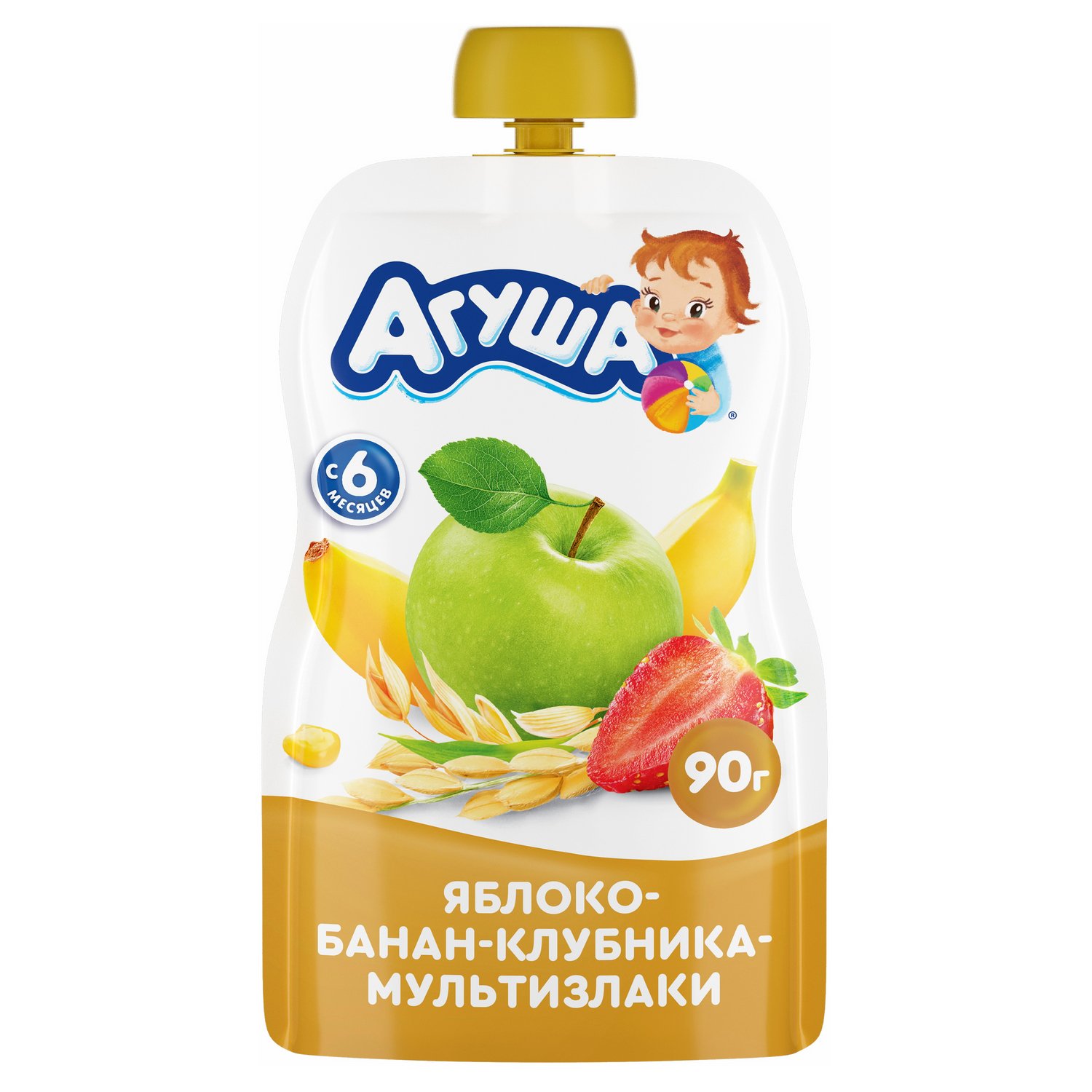 

Пюре Агуша яблоко-банан-клубника-мультизлаки с 6 месяцев 90 г