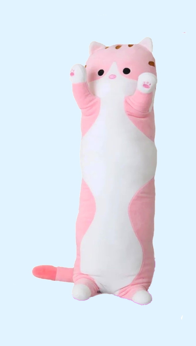 Мягкая игрушка U & V Кот Батон 110 см розовый/белый