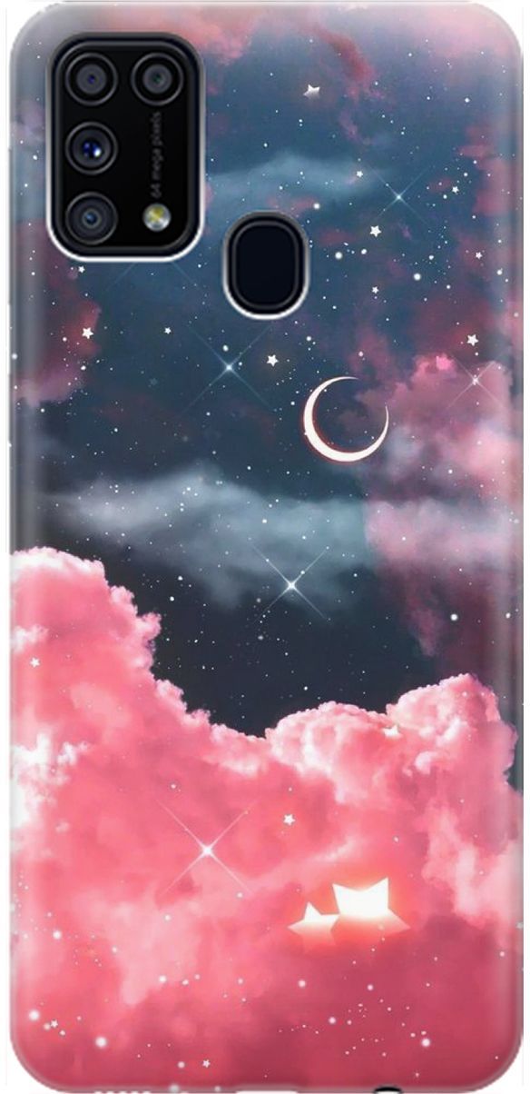 

Силиконовый чехол на Samsung Galaxy M31 с принтом "Месяц и розовые облака", 1556