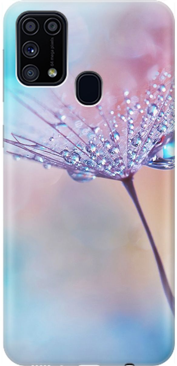 

Силиконовый чехол на Samsung Galaxy M31 "Капелька на одуванчике", Голубой;розовый, 1556