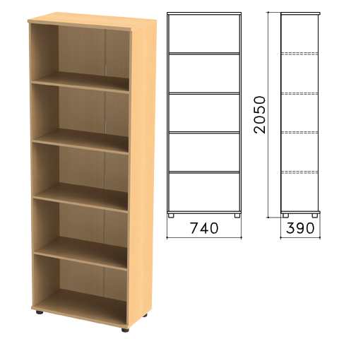 

Стеллаж Монолит ШМ44.1 (ш740xг390xв2050мм), 4 полки, цвет бук