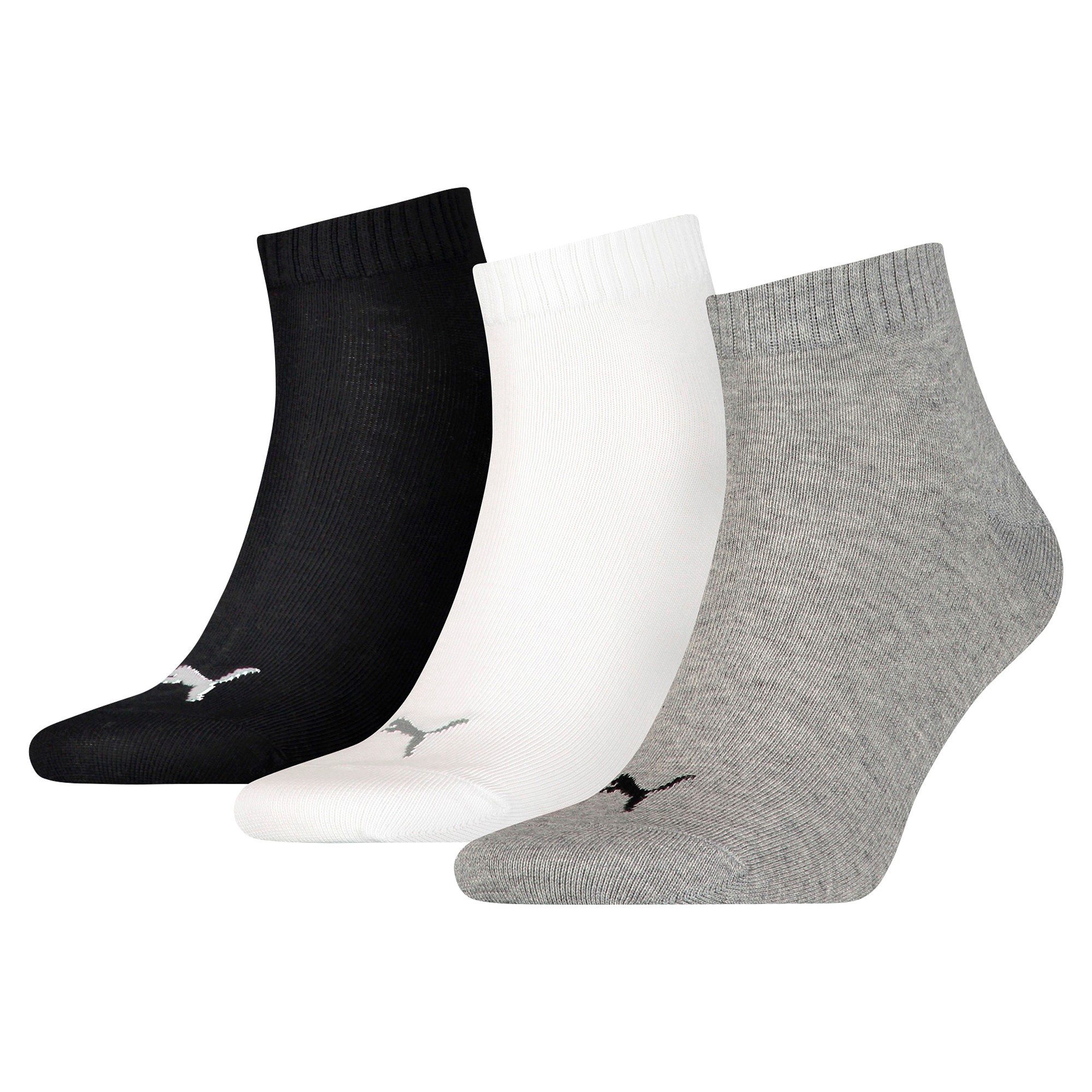 Комплект носков унисекс PUMA UNISEX QUARTER AIN 3P grey серый, белый, черный 35-38
