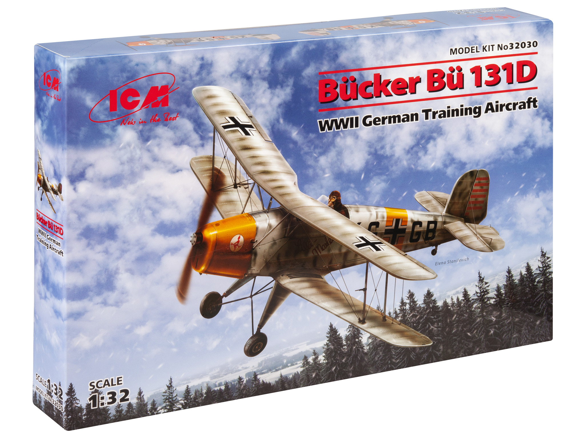 Сборная модель ICM 1/32 Германский учебный самолет Bucker Bu 131D 32030