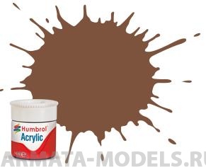 фото Ab0186 краска акриловая no 186 коричневый - матовый - 14ml acrylic humbrol