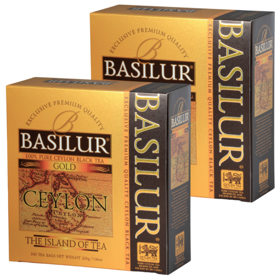 Чай черный Basilur Gold, 2 шт по 100 пакетиков