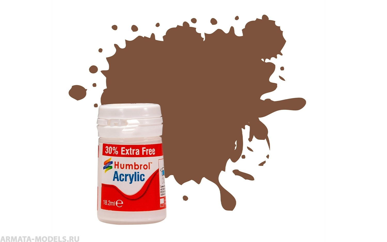 фото Ab0186ep краска акриловая 186 brown matt - 14ml acrylic paint - plus 30 humbrol