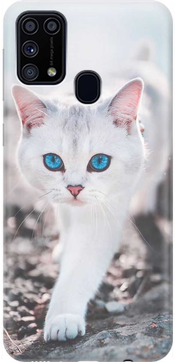 

Силиконовый чехол на Samsung Galaxy M31 с принтом "Голубоглазый кот", Белый;серый, 1556