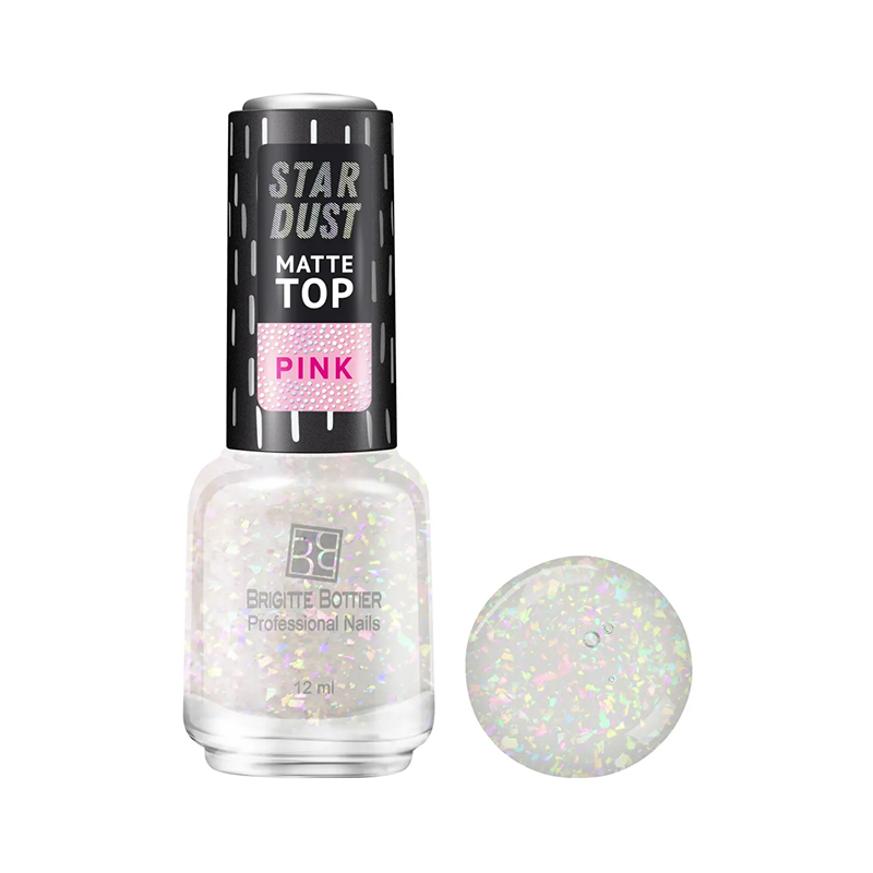 Покрытие топовое для ногтей / STAR DUST MATTE TOP pink 12 мл