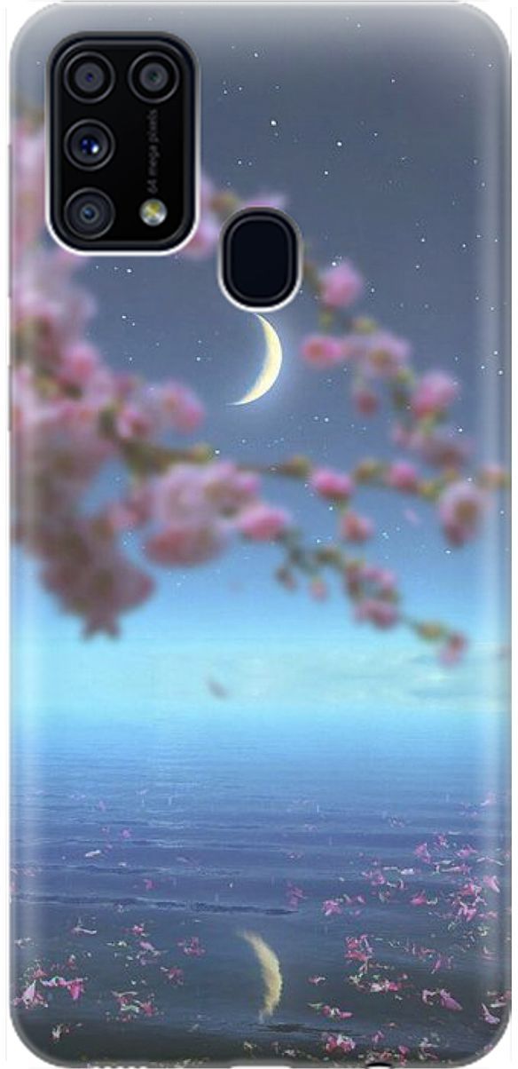 

Силиконовый чехол на Samsung Galaxy M31 с принтом "Месяц и сакура", 1556