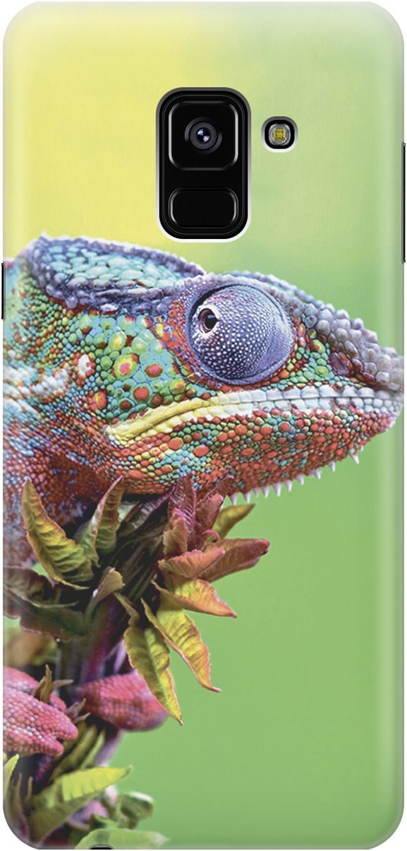 

Чехол на Samsung Galaxy A8+ (2018) "Разноцветный хамелеон", Желтый;зеленый, 2308