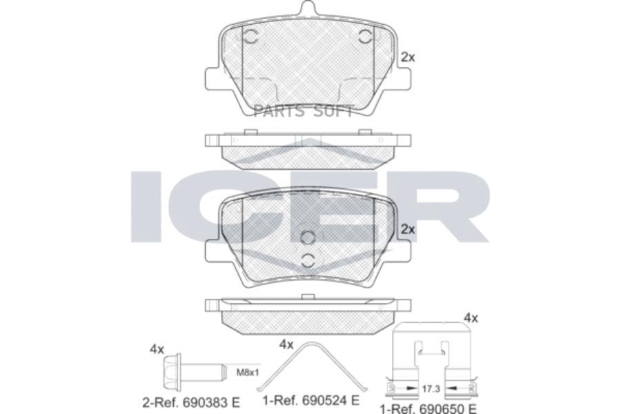 

Колодки тормозные передние комплект volvo xc40 1.5/2.0/2.0d 10.17> ICER 182346