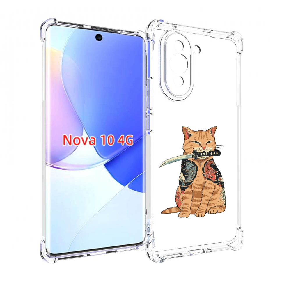 

Чехол MyPads кот-с-катаной для Huawei Nova 10, Прозрачный, Tocco