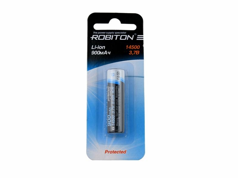 Аккумулятор Robiton 14500 (900mAh, Li-ion) с защитой аккумулятор robiton 18650 3400mah с защитой